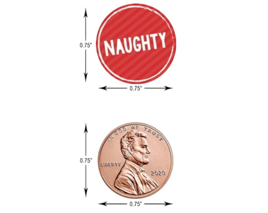 Naughty and Nice Kisses Candy Stickers | 100pcs|Glossy| Christmas Party Favors | 0.75in