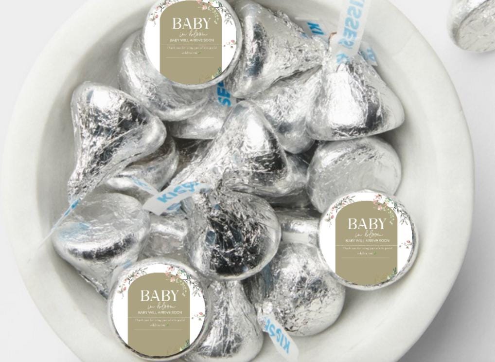 Baby In Bloom Chocolate Candy Kiss Sticker|100ct|Glossy| Baby Shower Favors