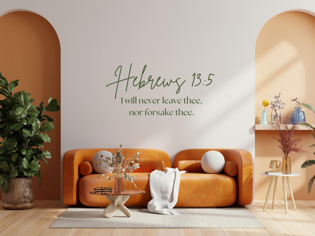 Hebrew 13:5 Faith Quote Wall Decals | Inspirational Scripture | Removable Vinyl