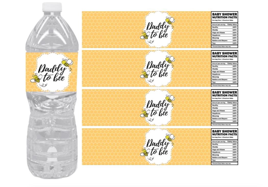 Daddy To BEE Baby Shower Water Bottle Labels | Bumble Bee Theme | 12pcs| Glossy