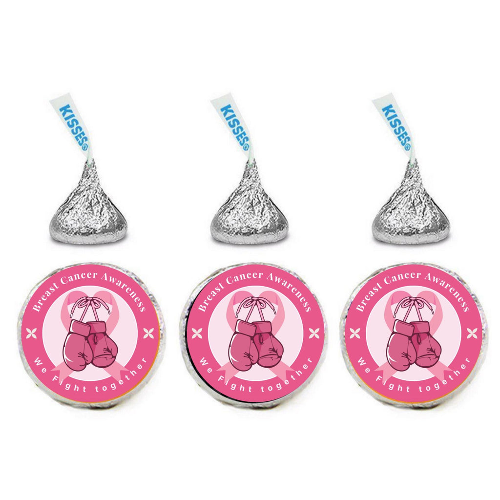 Breast Cancer Awareness Stickers | We Fight Together Candy Labels | 100 Chocolate Candy Kiss Stickers