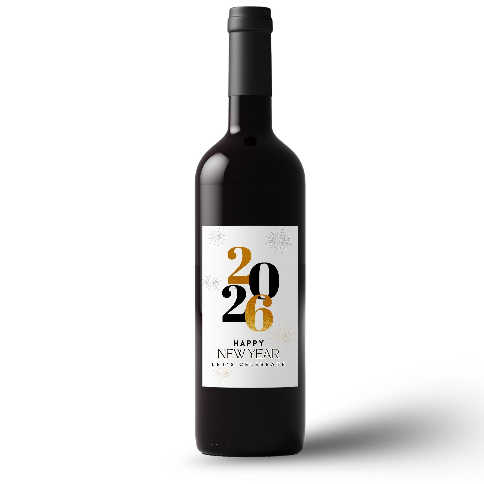 New Year Celebration Wine Labels | Custom Party Table Decor | Set of 4| Glossy