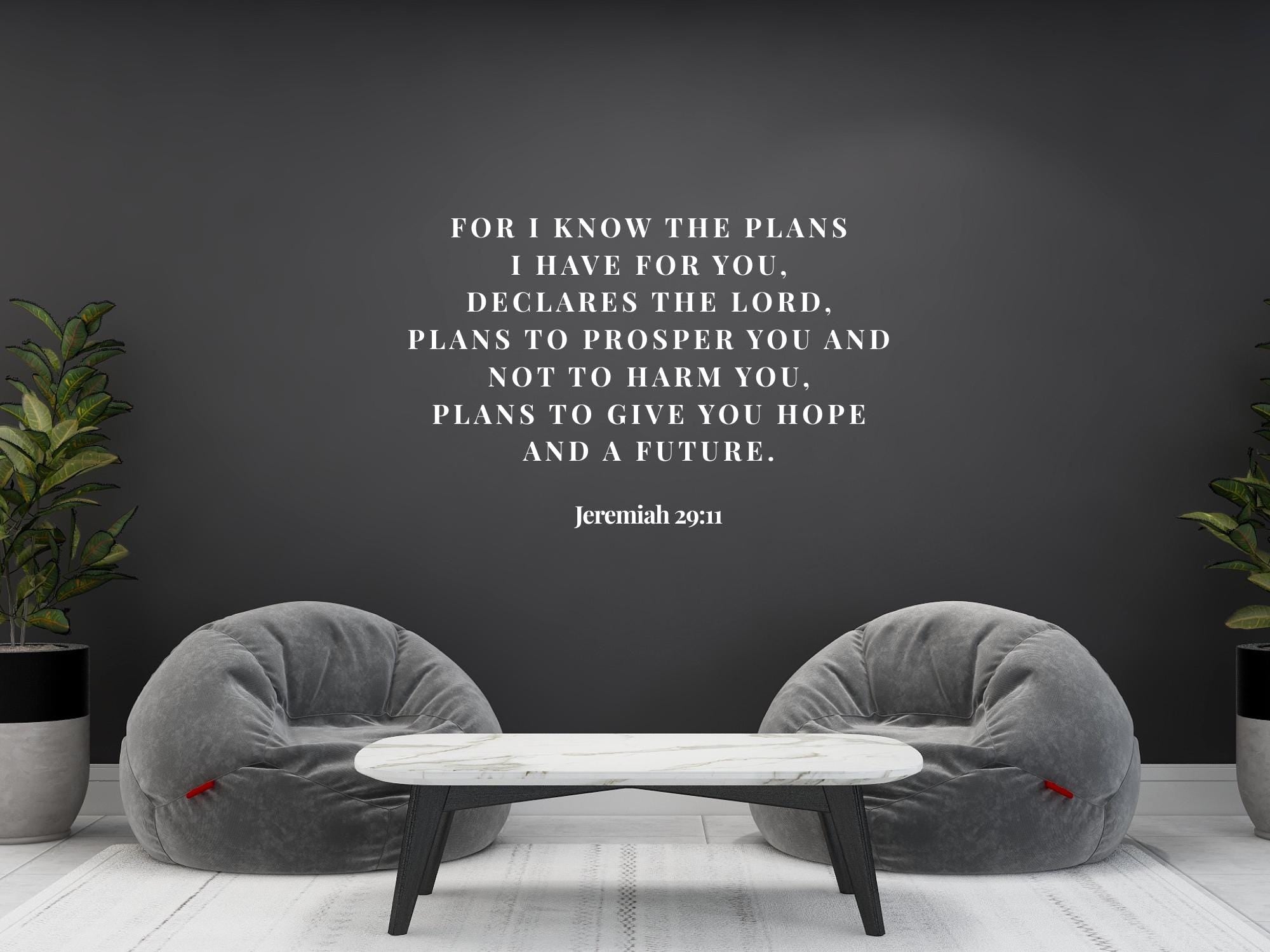 Jeremiah 29:11 Bible Verse Wall Art | Faith Based Motivation | Vinyl Wall Decals