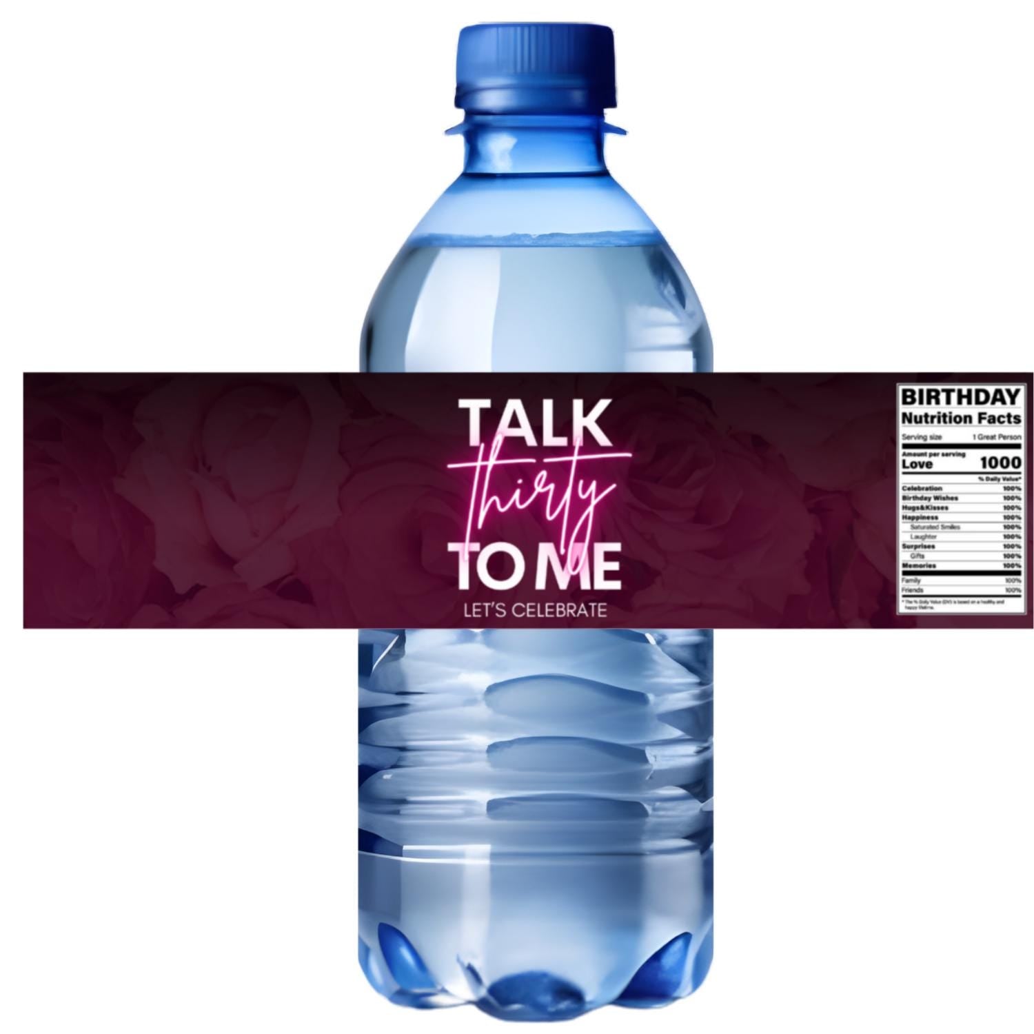 Talk Thirty To Me Water Bottle Labels | 30th Birthday Party Favors|12| Party Table Decor | Easy Celebration Setup
