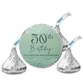 50th Birthday Stickers | 100 Chocolate Candy Kiss Labels | Glossy 0.75in Peel & Stick | Milestone Birthday Party Decorations