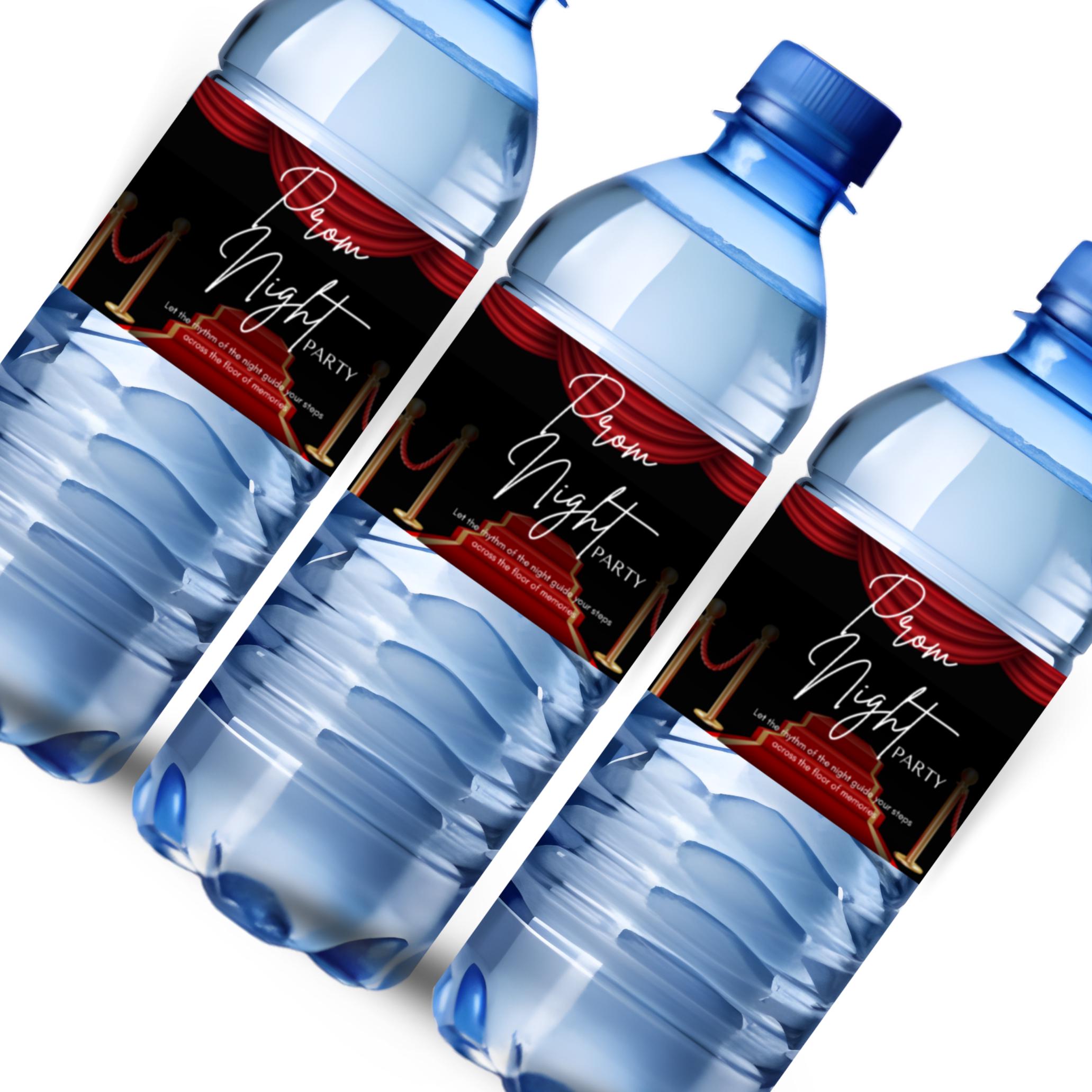 Prom Party Water Bottle Labels | Prom Night Celebration Decor | Party Table Bottle Wraps | Glossy