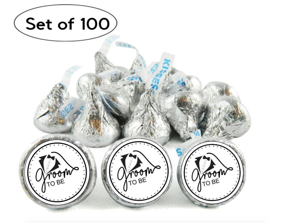 Groom To Be Kisses Candy Stickers | 100pcs| Waterproof Glossy Vinyl | Bachelor Party| 0.75in