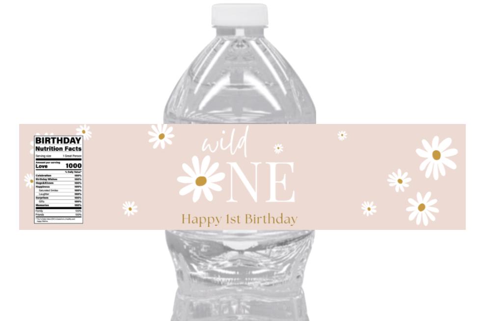 Wild One 1st Birthday Water Bottle Labels | Floral Theme|12ct| 1st Birthday Favors