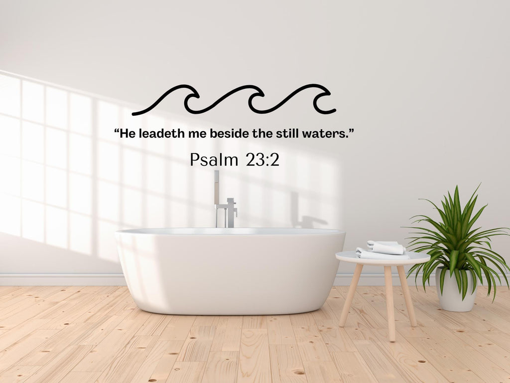 Psalms 23:2 Bible Verse Wall Art | Faith Based Motivation | Vinyl Wall Decals