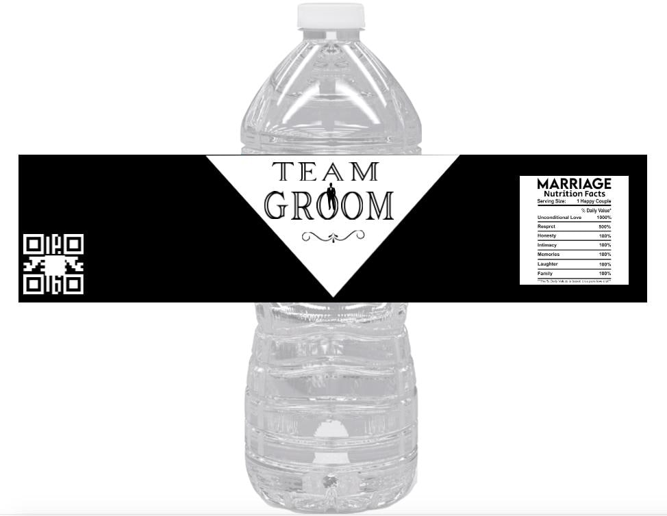 Classy Team Groom Water Bottle Labels|Custom Wedding Water Bottle Labels