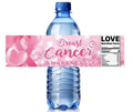 Breast Cancer Awareness | Pink Ribbon Water Bottle Labels | Set of 12 | Fundraiser & Event Favors