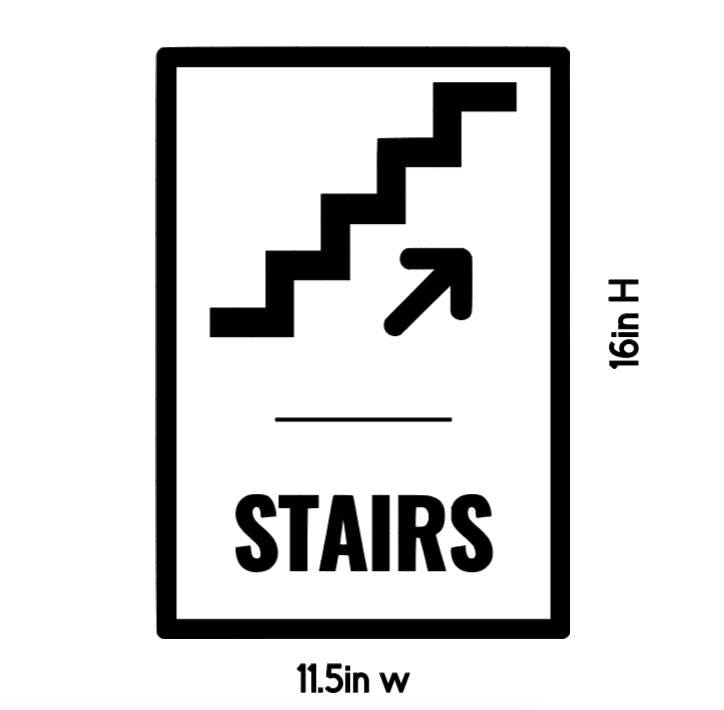 Stairs Arrow Small Business Direction Wall Decal| 11.5x16in | Black| Durable| Matte| Business