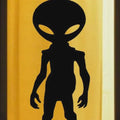 Alien Silhouette Window Decal | Large Reusable Halloween Static Cling | Black
