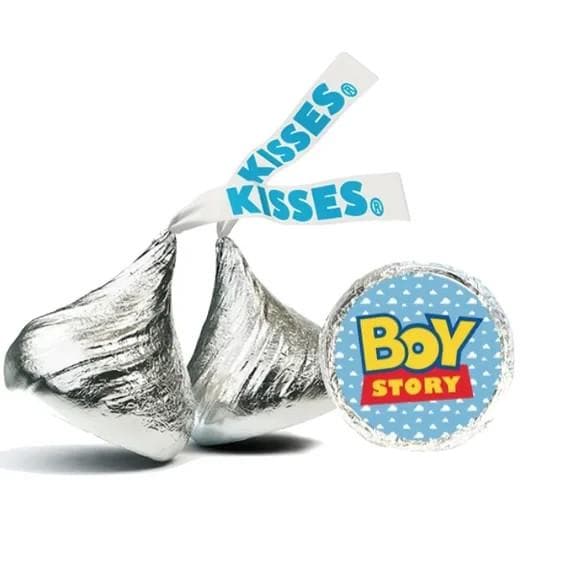 Gender Reveal| Chocolate Candy labels| Boy Story Design Stickers| 100ct, It's a Boy| Baby Shower