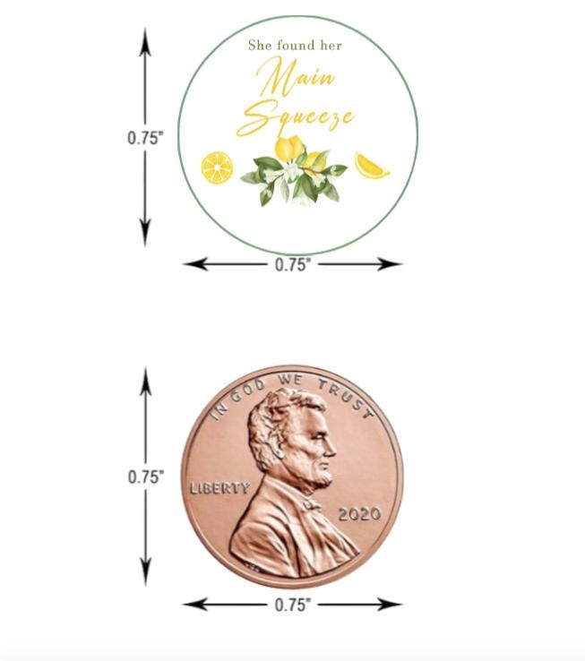 She Found Her Main Squeeze Stickers | Lemon-Themed Glossy 0.75" Candy Labels | Wedding