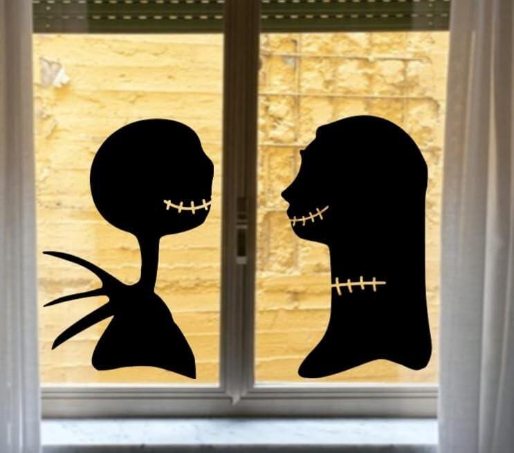 Halloween Window Cling Silhouette Decorations, 17.5in H x 10in W, Spooky Couple