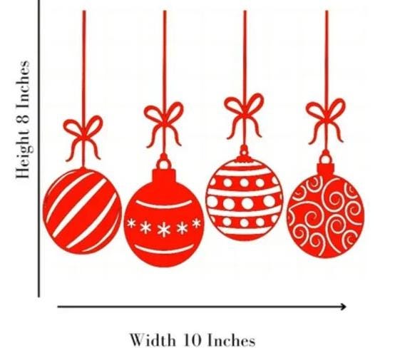 Christmas Ornament Toilet Decal | Holiday Red Vinyl Decor