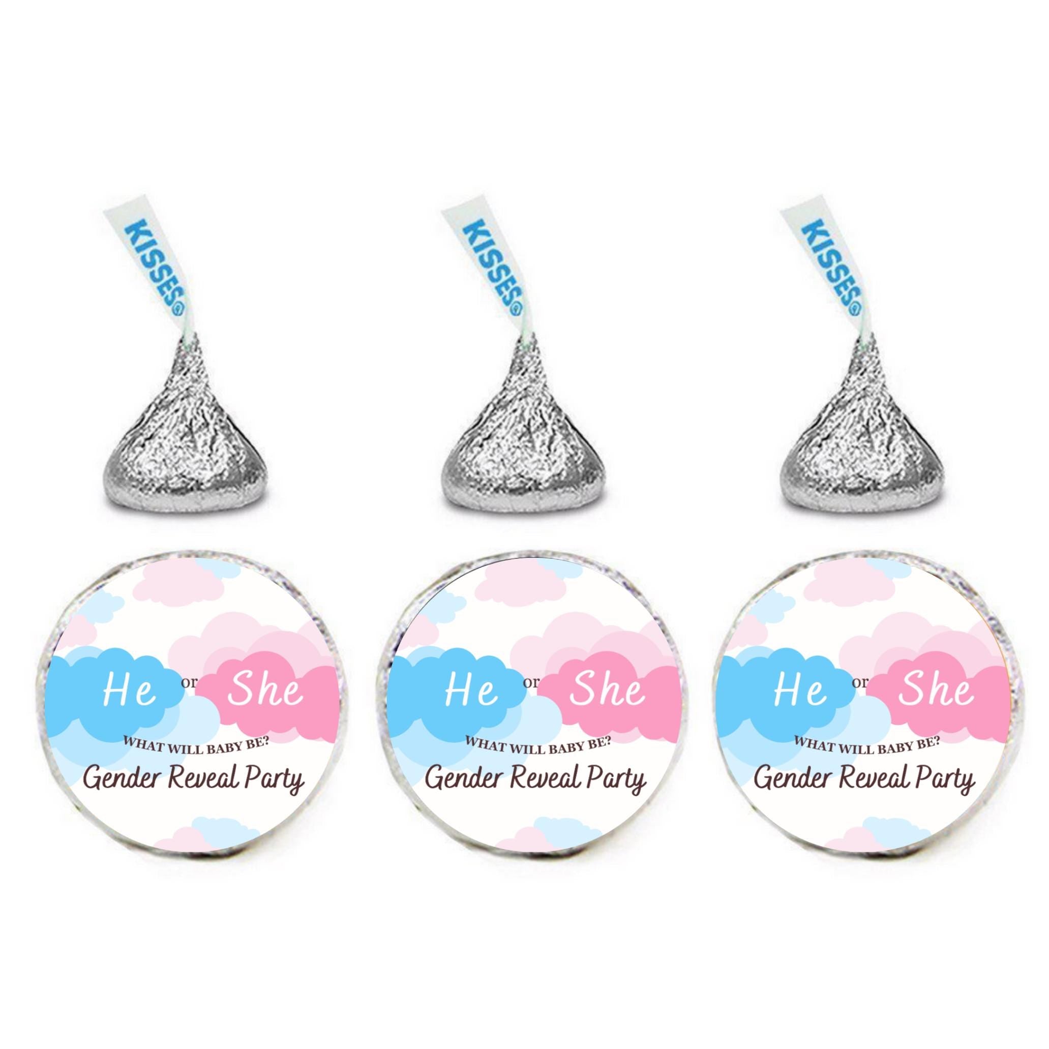 He or She Candy Stickers | 100 | Baby Shower Fun | Gender Reveal Stickers |Candy Table Decoration