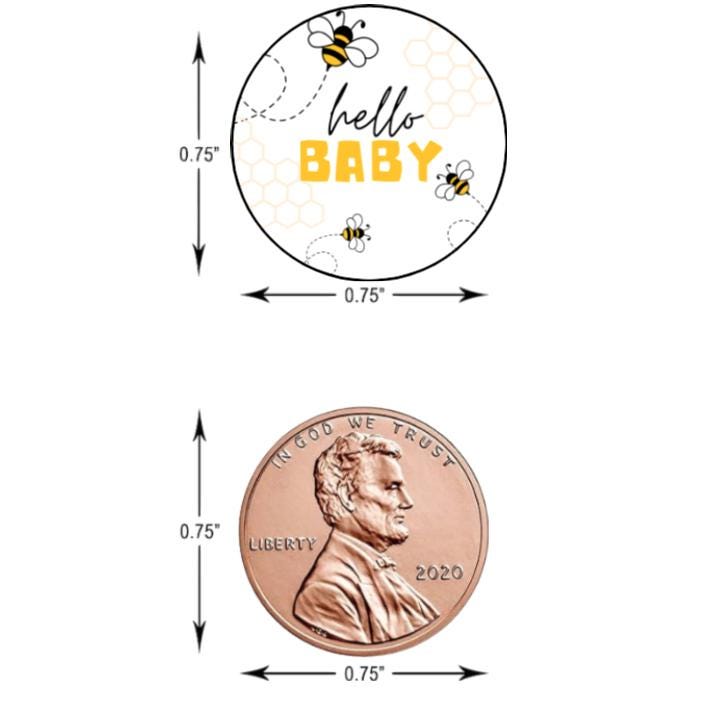 Hello Baby Kisses Candy Stickers | 100ct|Bumble Bee Theme Favors|Shower Favors