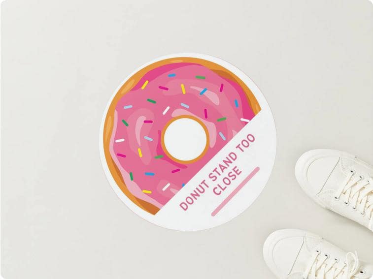 Fun Donut Theme Floor Stickers | 6x6 Vinyl Decals | Removable Set of 4