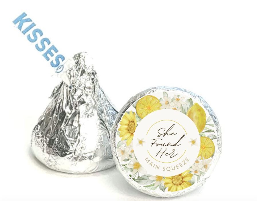 She Found Her Main Squeeze| Chocolate Candy Kiss Stickers|Bridal Shower Party Favors|100ct
