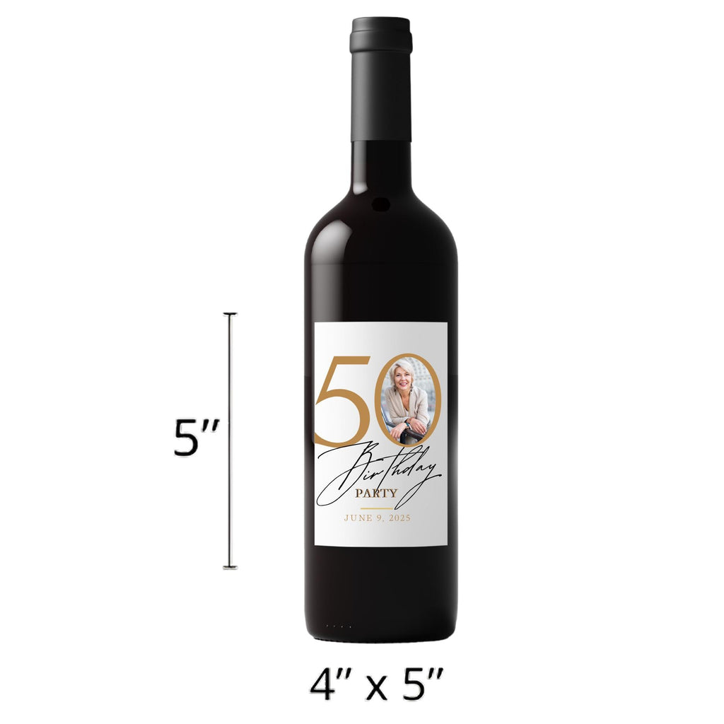 Personalized 50th Birthday Wine Labels | Milestone Celebration Decor | 4ct| Glossy