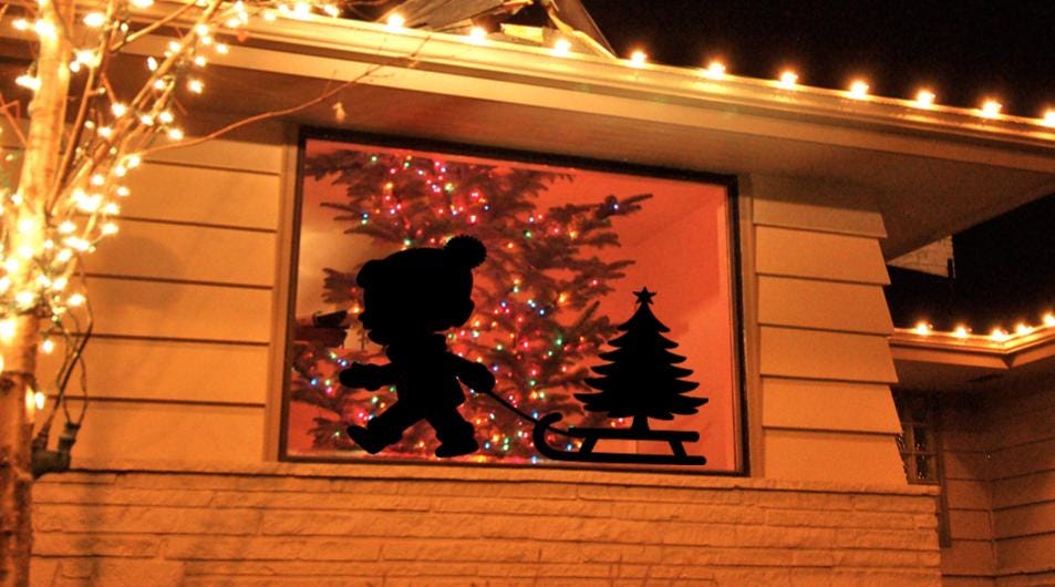 Christmas Window Cling | Large Reusable Silhouette Decal | Holiday Window Decoration
