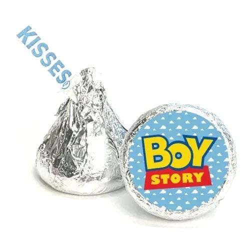 Gender Reveal| Chocolate Candy labels| Boy Story Design Stickers| 100ct, It's a Boy| Baby Shower