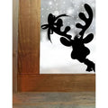 Peeking Reindeer Christmas Window Cling silhouette Decal:Large Christmas Decor