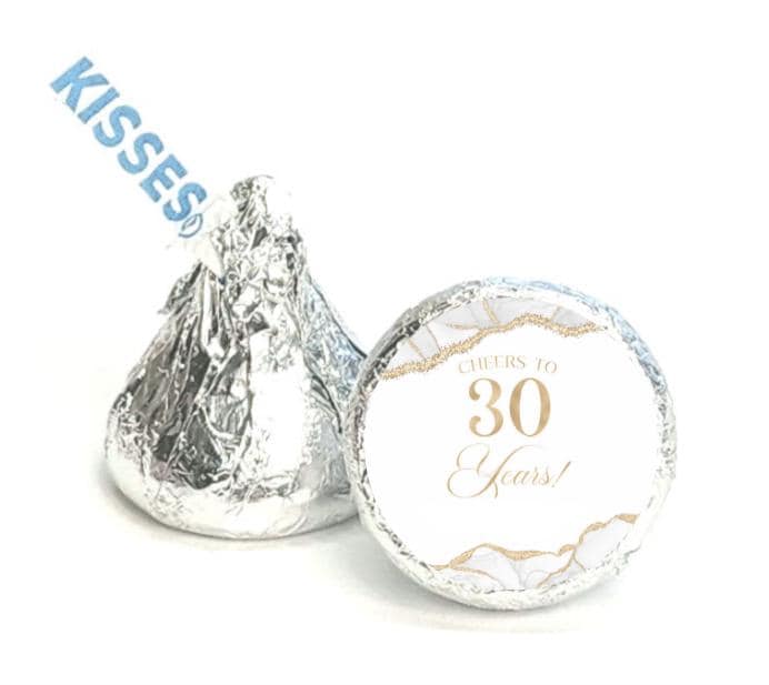 Cheers to 30 Years Mini Candy Labels | 30th Birthday Elegant Set of 100