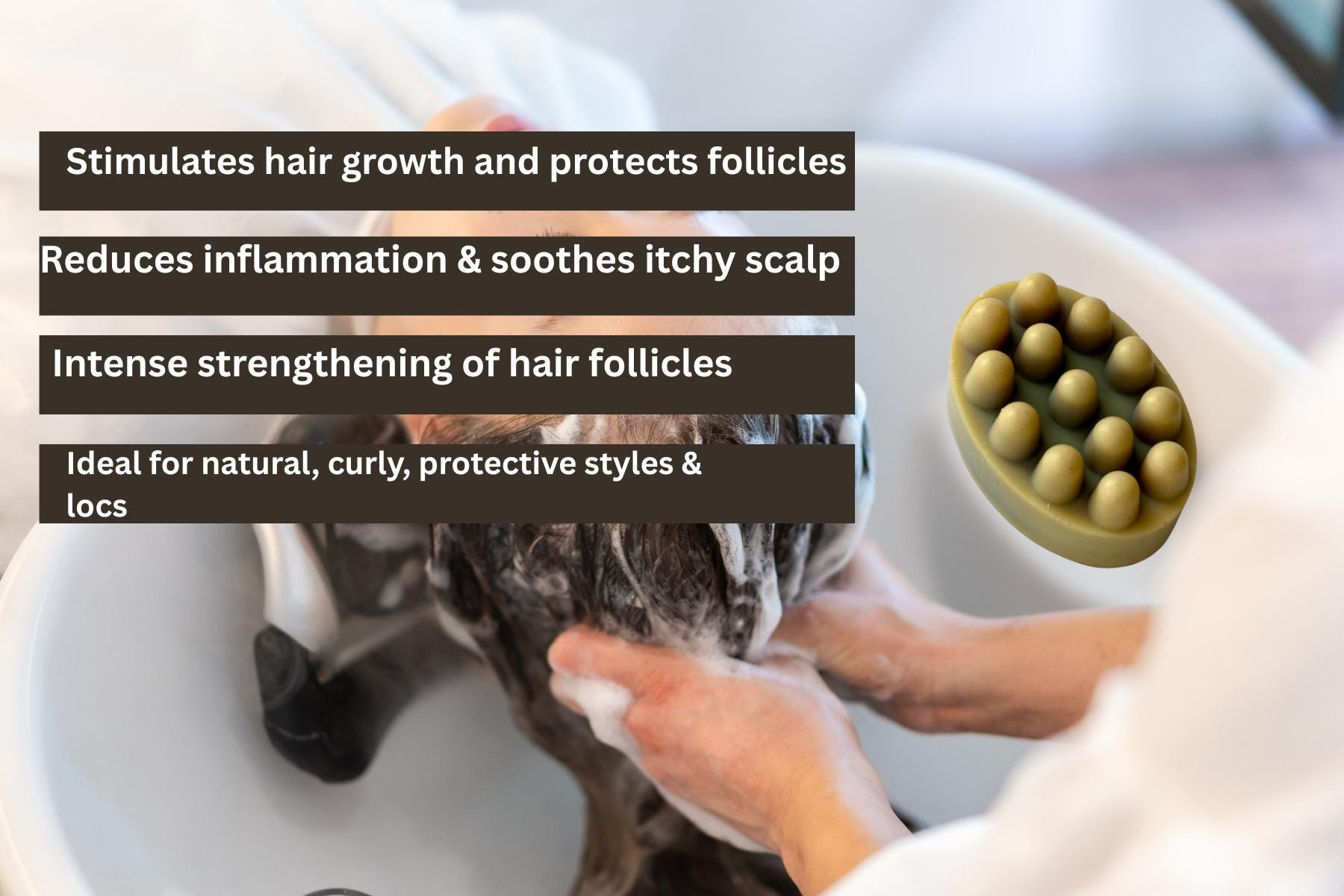 Amla & Moringa Massage Shampoo Soap Bar | Shea Butter, Kokum Butter, Cocoa Butter | Collagen Infused | Moisturizing | 100% Natural | 5 oz