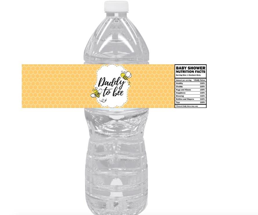 Daddy To BEE Baby Shower Water Bottle Labels | Bumble Bee Theme | 12pcs| Glossy
