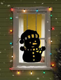 Christmas Window Snowman Silhouette Decal, Black , 16 H, Holiday Home Decor