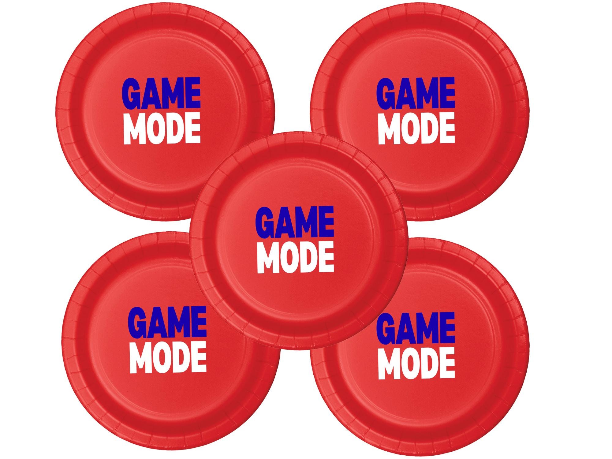 Gamer Party Plates | Game Mode Red Paper Plates | Party Table Decor