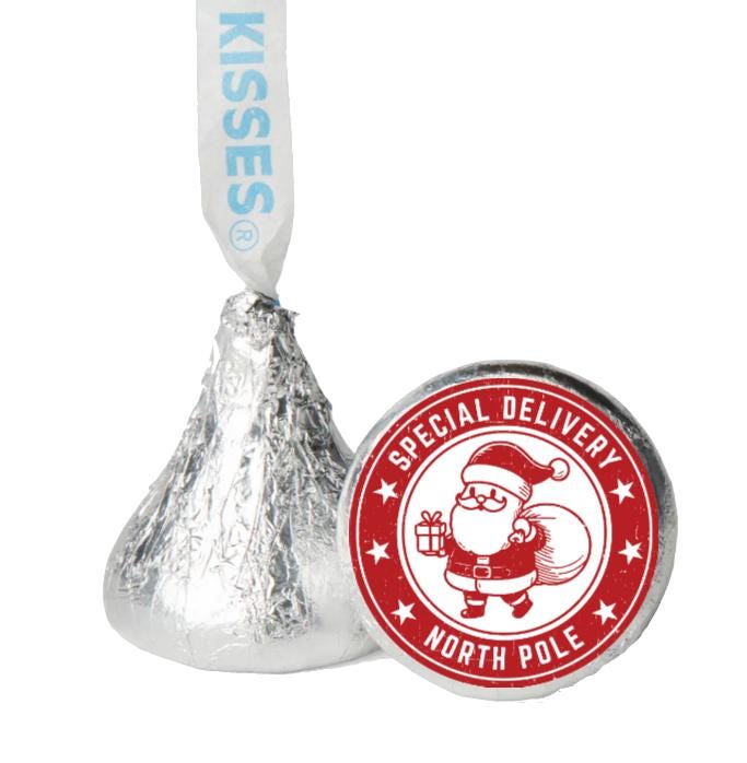 Santa’s Special Delivery Mini Candy Labels | North Pole Christmas Stickers | 100ct| 0.75in