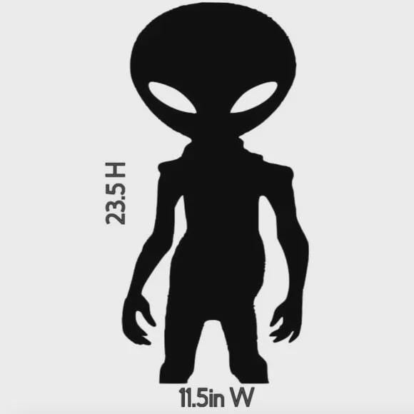 Alien Silhouette Window Decal | Large Reusable Halloween Static Cling | Black
