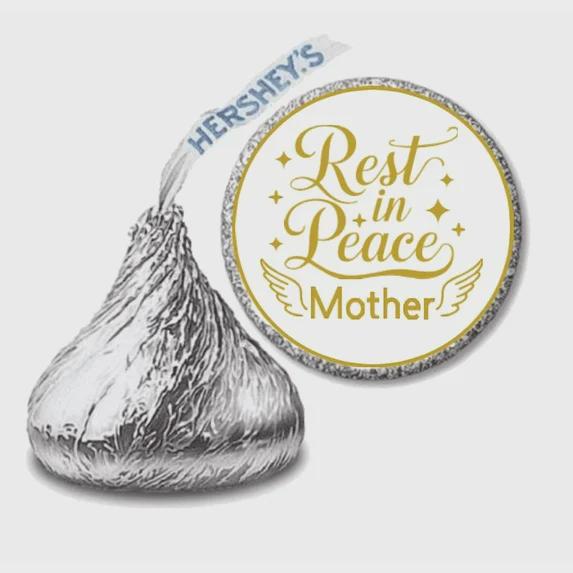 Rest in Peace Mother Memorial Chocolate Candy Labels, 0.75 Inch Round, Set of 100