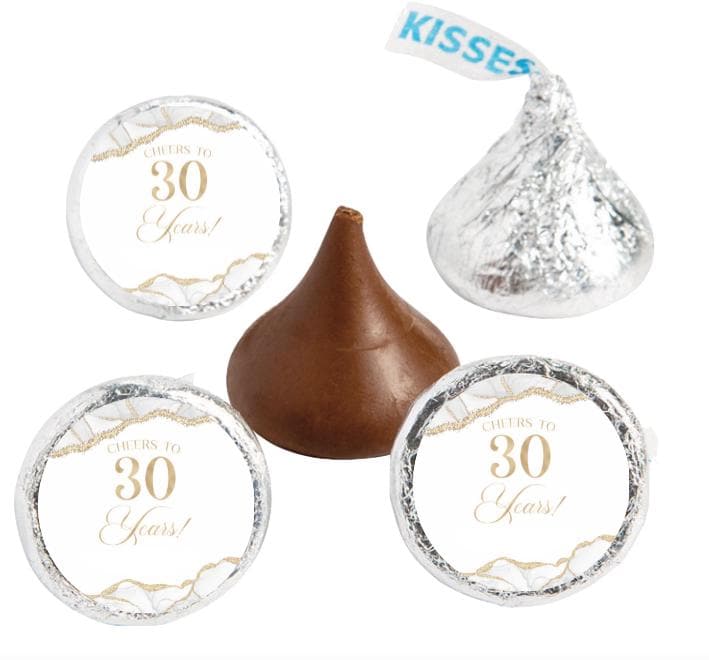 Cheers to 30 Years Mini Candy Labels | 30th Birthday Elegant Set of 100