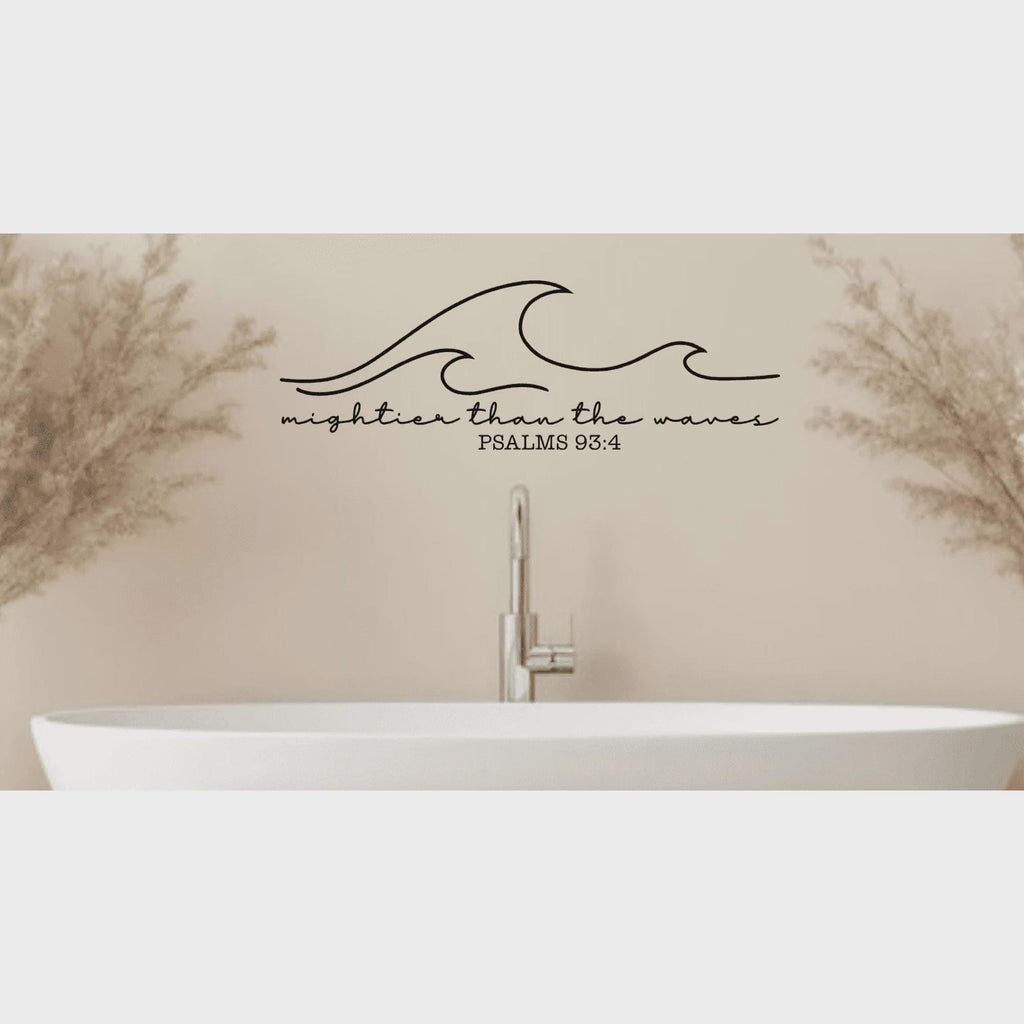 Psalms 93:4 Wave Wall Decal, Bible Verse Decor (23.5 x 8 inches)