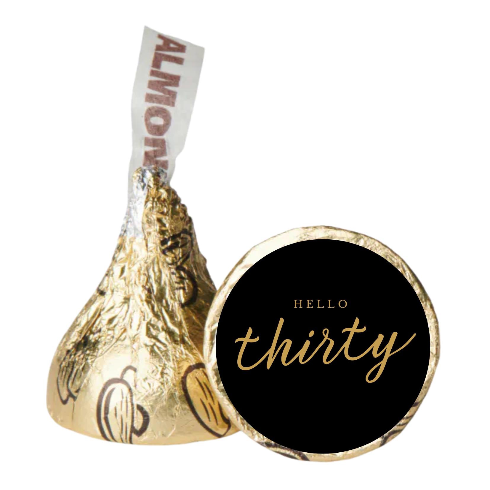 Thirty Candy Kiss Decal Set | Black and Gold Birthday Stickers | 100 Pieces