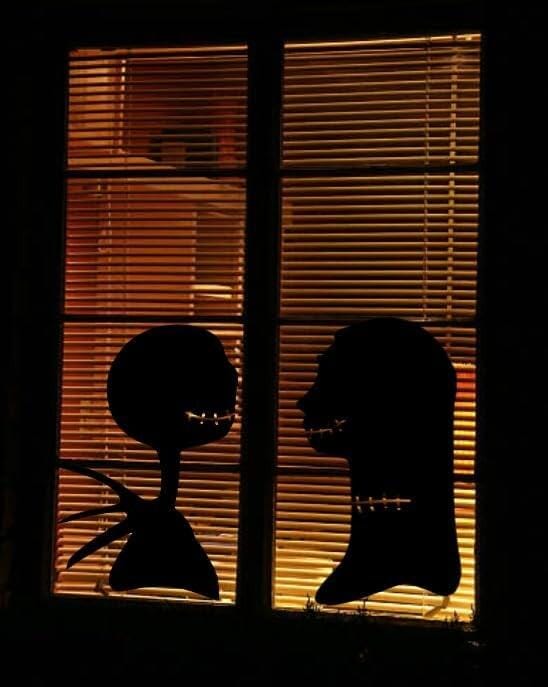 Halloween Window Cling Silhouette Decorations, 17.5in H x 10in W, Spooky Couple