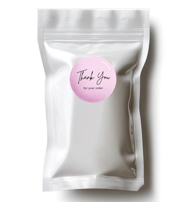 Pink Business Thank You Stickers | 57 Pink Package Adhesive Labels | 1.75in Peel and Stick
