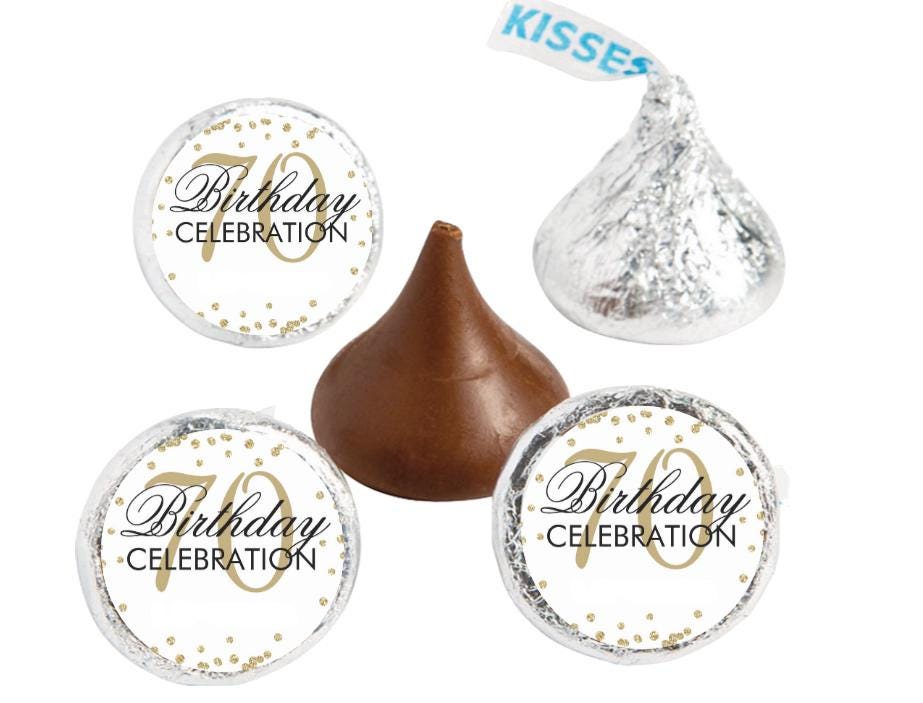 70th Birthday Celebration Mini Candy Labels | Set of 100| Glossy| 0.75in