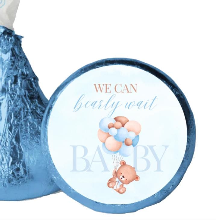 We Can Barely Wait Chocolate Candy Kiss Stickers| 100 ct| Glossy| Baby Shower favors