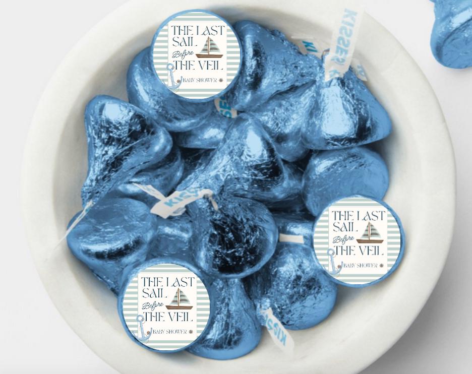 Last Sail Before the Veil Chocolate Candy Stickers | Baby Shower or Gender Reveal Candy favors| Glossy| 100ct