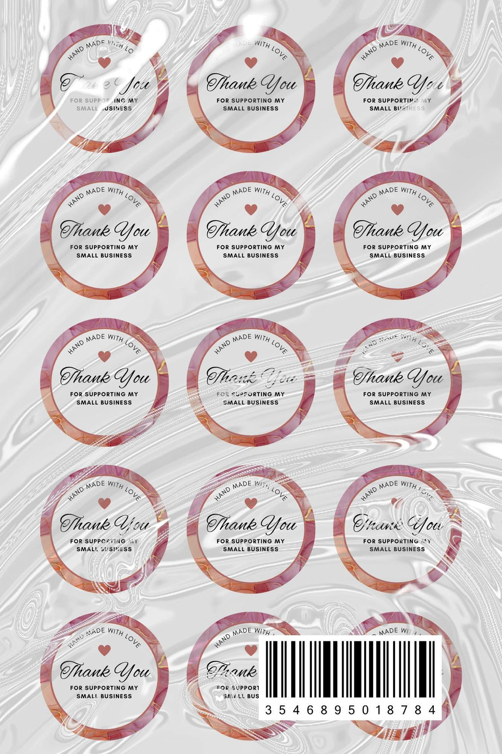 Business Thank You Stickers | 57 Pink Elegant Package Adhesive Labels | 1.75in Peel and Stick