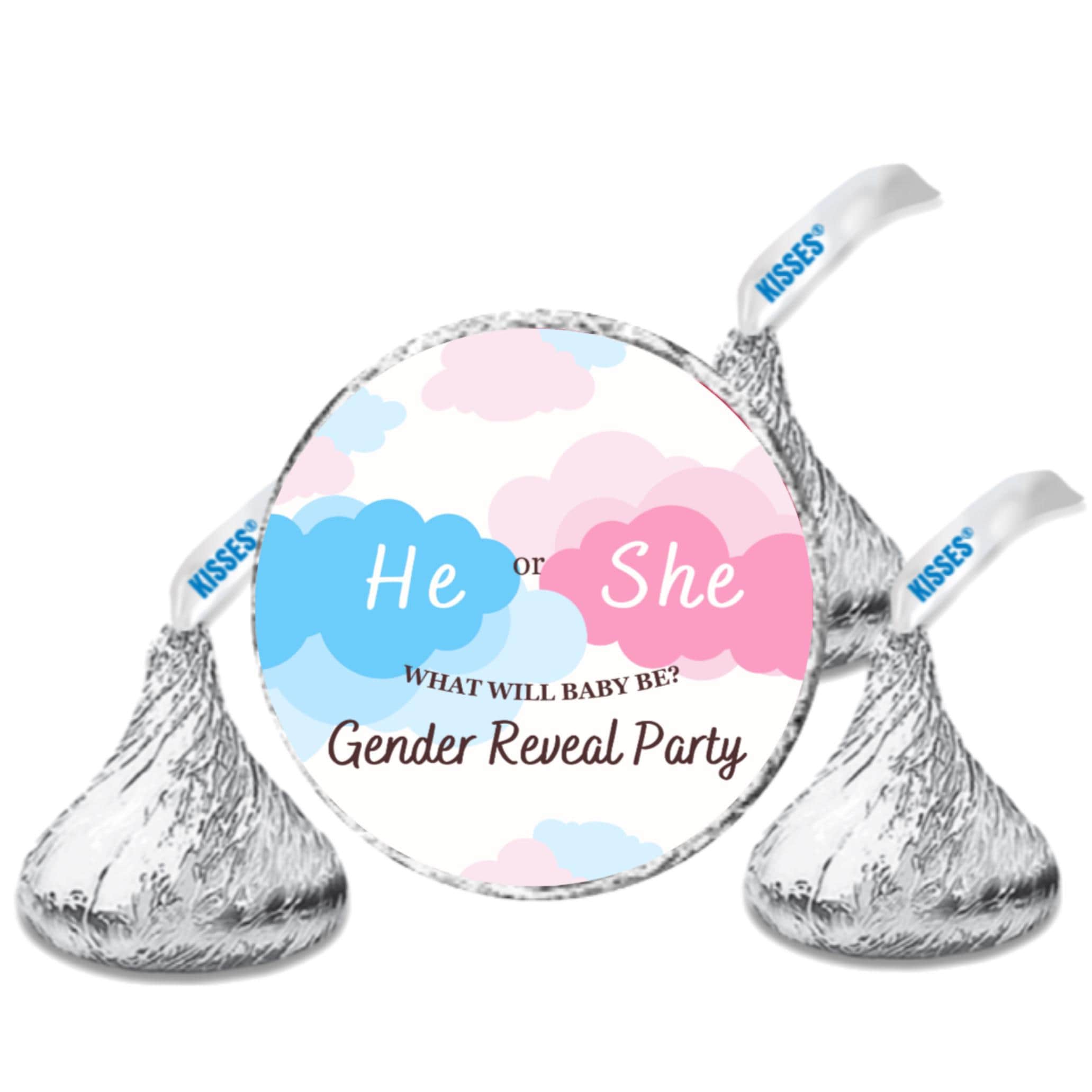 He or She Candy Stickers | 100 | Baby Shower Fun | Gender Reveal Stickers |Candy Table Decoration