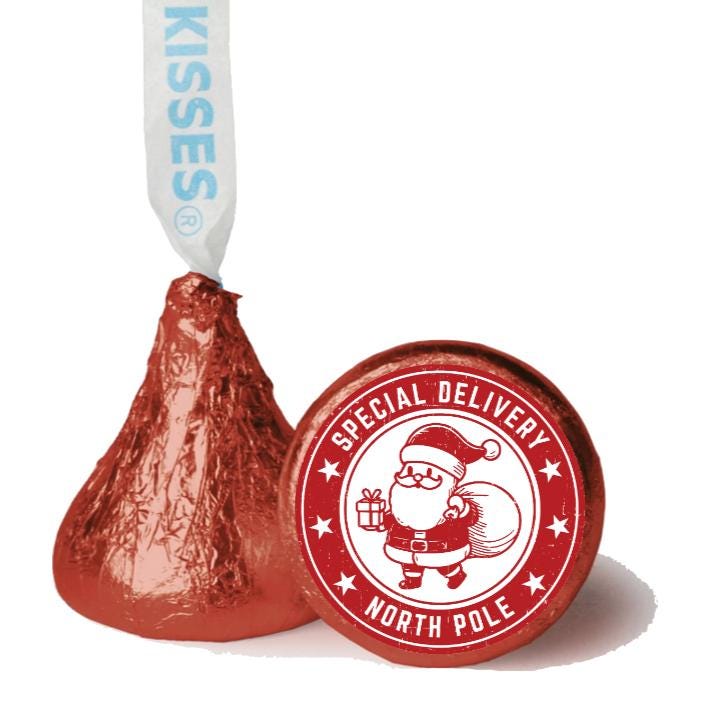 Santa’s Special Delivery Mini Candy Labels | North Pole Christmas Stickers | 100ct| 0.75in