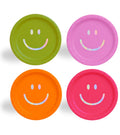 Smiley Face Party Plates Multicolor | Pink Green Purple Orange Tableware | Dinner and Dessert