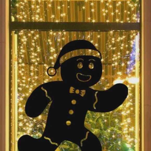 Running Gingerbread Man Window Cling | Reusable Christmas Silhouette Decor